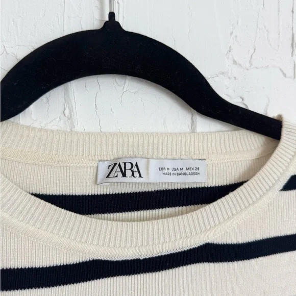 Zara Black/Cream Striped Baby Tee ✨🐚🌊🫧 - Picture 4 of 5